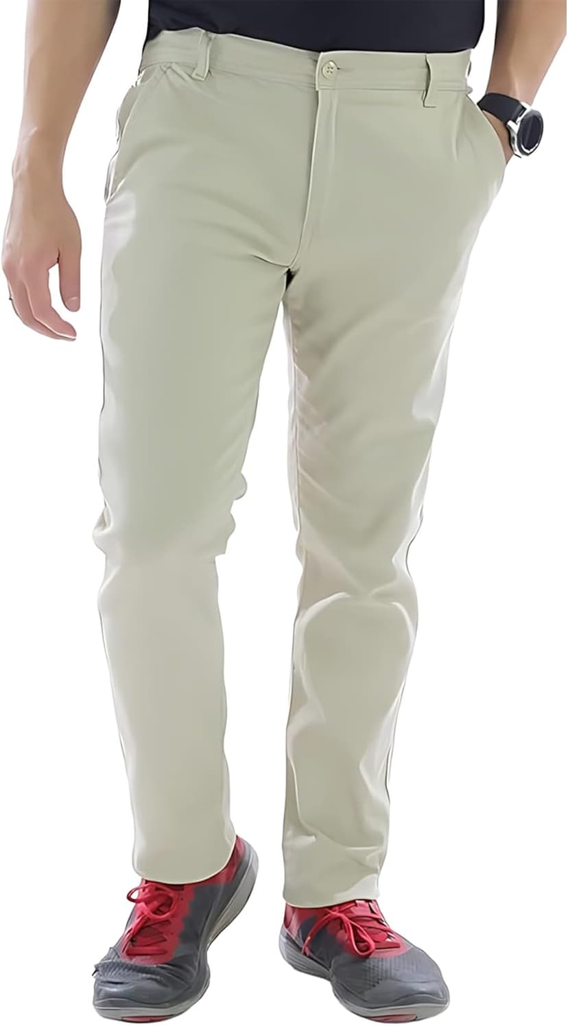 Access Chino Pants for Men, Premium Cotton & Spandex Blend, Basic Casual Uniform Stretchy Straight Fit Chinos Pants Men image 2