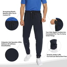 1 Pack2 Pack Mens Jogger Gym Sweatpants, Athletic Jogger Workout Pants for Men,Running Track Pants with Zipper Pockets Image