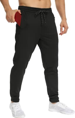 1 Pack2 Pack Mens Jogger Gym Sweatpants, Athletic Jogger Workout Pants for Men,Running Track Pants with Zipper Pockets image 2