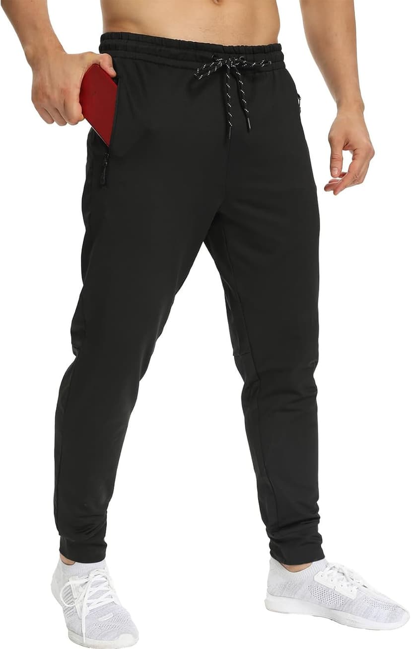 1 Pack2 Pack Mens Jogger Gym Sweatpants, Athletic Jogger Workout Pants for Men,Running Track Pants with Zipper Pockets image 2
