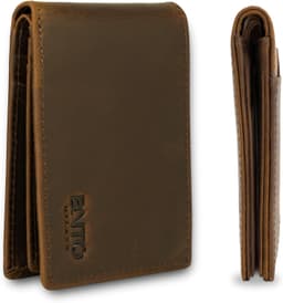 Leather Full-Grain Leather Slim Wallet, Small And Thin Italian Trifold Design (Brown) Wallets For Men Image
