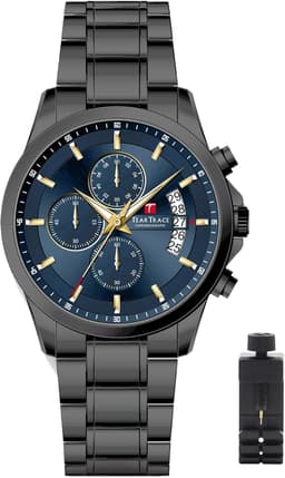 Watches for Men Quartz Analog Silver Mens Watches Luxury Waterproof Chronograph Luminous Dress Watch Image