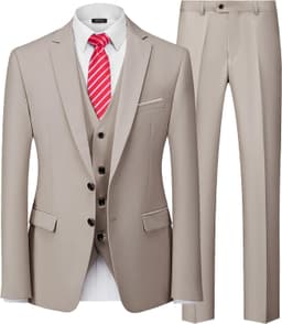 Men's 3-Piece Slim Fit Suit Set with Jacket, Vest, Pants, and Tie Image