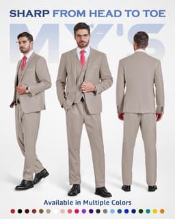 Men's 3-Piece Slim Fit Suit Set with Jacket, Vest, Pants, and Tie image 4