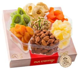 NUT CRAVINGS - Rosh Hashana & Shana Tova Dried Fruit & Mixed Nuts Gift Basket in Red Box  Image