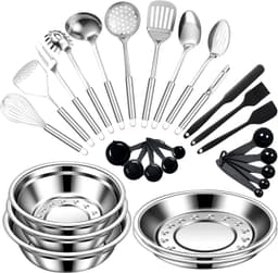 Cooking Utensils Set Stainless Steel, 28 Pcs Practical Kitchen Utensils Set Image