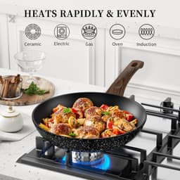 Non Stick Frying Pan Induction Compatible, PFOA Free Healthy Pans(8 Inch, Black) image 2